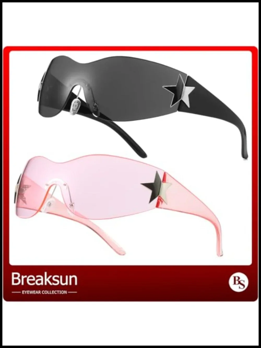 Rimless Y2K Wrap Around Sunglasses Trendy Frameless Shades Unisex
